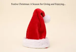 Classic red and white plush Santa hat with thick faux fur trim and fluffy top pompom