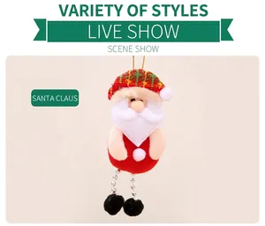 Detail of Santa Claus ornament with plaid hat and beaded legs for Christmas tree decor