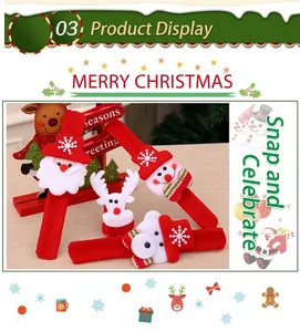 Détail de quatre bracelets de Noël à clipser avec Père Noël, bonhomme de neige et ours