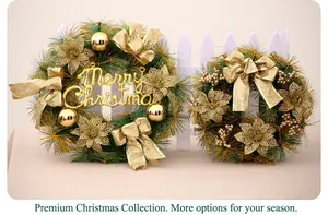 Detailed comparison of two Christmas wreaths with gold bows and Merry Christmas signs