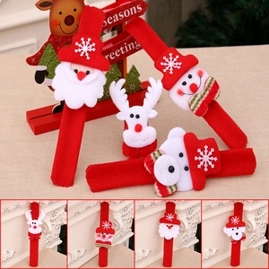 Bracelets À Claquer De Noël Flanelle Velours Dessin Animé Père Noël Bonhomme De Neige Renne Pour Enfants Décorations