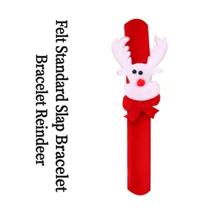 Bracelet claquant renne de Noël en feutre rouge pour cadeaux festifs d'enfants