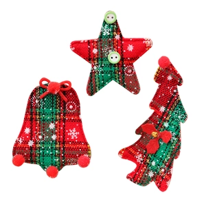 Three-piece set of Santa Claus plaid fabric ornaments for Christmas tree decoration