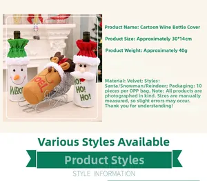 Christmas wine bottle cover featuring snowman, elk, and Santa Claus patterns, 30x14cm size