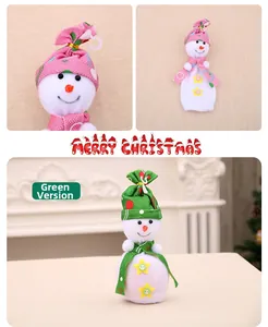 Detail der Weihnachts-Schneemann-Geschenktüte mit gestreiftem Schal und Stern-Dekor