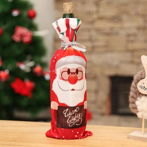 Housse de bouteille de vin Noël avec Père Noël et message Warm Wishes pour table festive