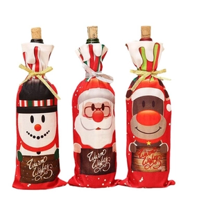 Housses de bouteille de vin de Noël avec motifs Père Noël, Bonhomme de neige et Renne