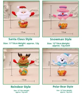 Mini Christmas candy jar set featuring Santa, snowman, and elk figurines in 12cm size