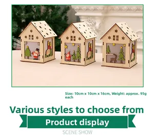Trois petites maisons de Noël en bois DIY avec bonhomme de neige et éclairage LED