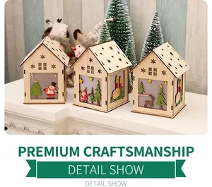 Détails de cabanes de Noël en bois avec lumières LED pour décoration de maison