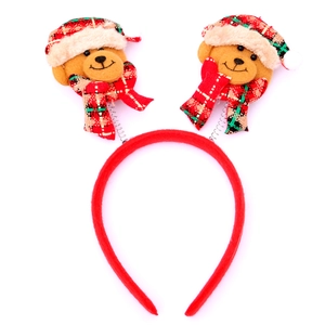 Cerchietto natalizio con orsetti di peluche rossi e molle per decorazioni natalizie