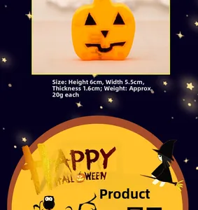 Halloween pumpkin LED candle light with dimensions 6cm x 5.5cm x 1.6cm and black face