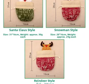 Detailed size specifications for large linen drawstring Christmas candy gift bags