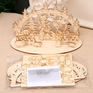 DIY laser-cut wooden Christmas Nativity scene puzzle decoration set for festive gifting