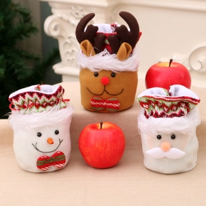Weihnachten Geschenktüten Weihnachtsmann Schneemann Rentier Plüsch Süßigkeitenbeutel Kordelzug Apfelbeutel Urlaub Party Deko