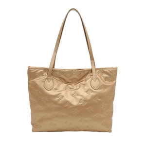 Gouden metallic draagtas met reliëf strikpatronen en grote capaciteit dames