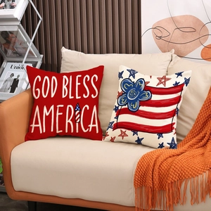 God Bless America throw pillow covers 2 pack for Independence Day home sofa decoration