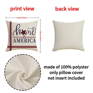 Federa cuscino Giorno dell'Indipendenza stampa Home America, design lino 45x45 cm quadrato