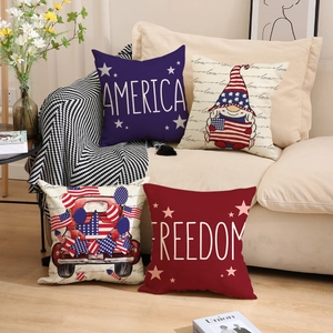 Set di 4 federe per cuscini del Giorno dell'Indipendenza con stampe patriottiche USA