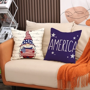 Fodere per cuscini patriottici con gnomo e stampa America per il Giorno Indipendenza