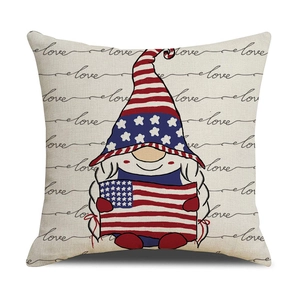 Federa in lino Giorno dell'Indipendenza con testo love e design patriottico con gnomo