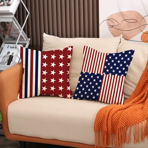 Independence Day linen pillow covers with American flag pattern for sofa decoration