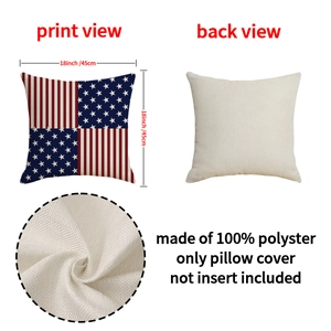 Vintage American flag 18 inch polyester linen pillow cover with stars and stripes design