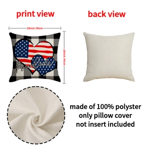 Freedom heart flag pattern 18x18 inch buffalo plaid decorative polyester pillow cover