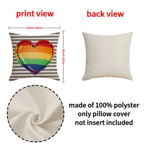 Federa per cuscino con cuore arcobaleno e strisce, copricuscino poliestere 45x45cm