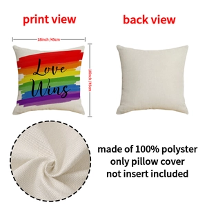 Rainbow Love Wins linen texture decorative pillowcase 18 inch square cushion cover