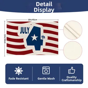 Detail of linen Independence Day placemat with July 4th stars and stripes pattern