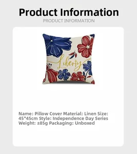 Detailed view of Liberty Independence Day linen pillowcase with dimensions 45x45cm