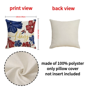 18x18 inch US Independence Day linen pillow cover with red and blue Liberty floral print