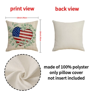 18x18 inch Independence Day hart Amerikaanse vlag kussensloop van polyester voor de bank