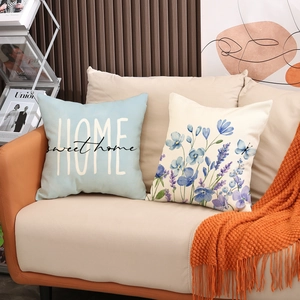 Dekorative Kissenbezüge mit Blumenmuster und HOME-Schriftzug für Wohn- oder Schlafzimmer