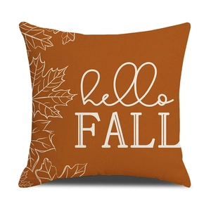 Oranger Herbst Kissenbezug mit Ahornblatt-Print und hello FALL Text für Dekoration