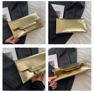 Detailansichten der goldenen Umschlag-Clutch mit Metallic-Crashtextur für formelle Anlässe