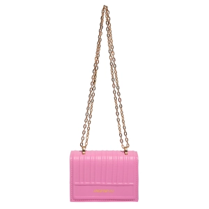 Borsa a tracolla trapuntata rosa in pelle PU con catena dorata e design minimalista