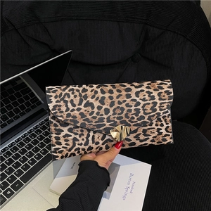 Pochette A Busta Stampa Leopardata Donna Pelle PU Chiusura Magnetica Moda Elegante Borsa A Mano