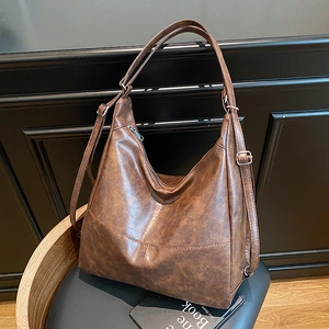 Bolso Tote de Gran Capacidad de Cuero PU para Mujer Bolso Hobo Simple Vintage de Alta Gama Bolso de Hombro para Uso Diario Elegante