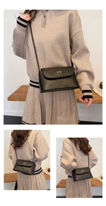 Vues détaillées d'un sac à main noir avec boucle nœud argenté porté par un mannequin