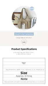 Detailed view of khaki nylon tote bag showing 31x25x12cm size and multiple front pockets