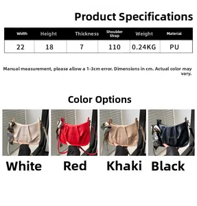 Spécifications détaillées de taille pour sac plissé en PU avec quatre options de couleur