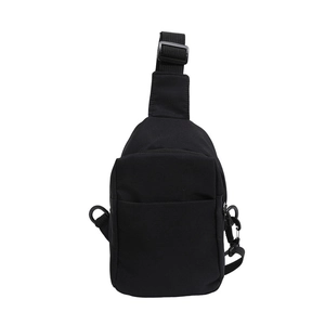 Minimalist black leopard-pattern outdoor crossbody bag with adjustable nylon shoulder strap