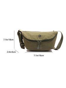 Olive green nylon crossbody bag with OK logo and adjustable strap for daily casual use