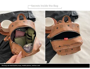 Detailansicht der Mini-Rucksack-Kapazität mit Smartphone und Alltagsgegenständen
