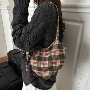 Sac fourre-tout rétro en toile à carreaux de grande capacité pour femmes élégantes