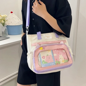 Sac fourre-tout pour filles avec fenêtre transparente et design pastel chic