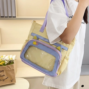 Sac fourre-tout en nylon de style dessin animé avec oreilles de chat et fenêtre