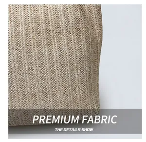 Close-up of tight V-shaped woven straw fabric texture and natural beige fiber material
